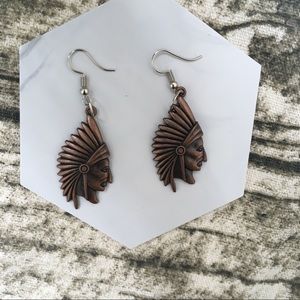 Vintage Indian Chief Head Earring
